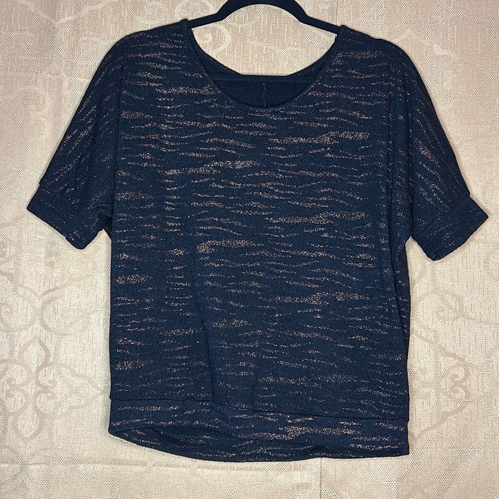 Takeout Women's Zebra Shimmer Quarter‎ Sleeve Sweater Size Medium